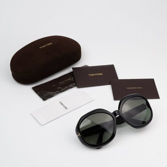 NEW Tom Ford FT1011/S  01B GEORGIA-02 Black Square Oversized Women Sunglasses main image 6